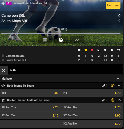 both teams to score